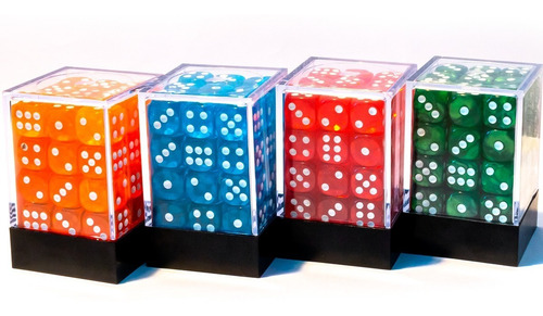 Conjunto 36 Dados Rpg Translucido D6 Central Verde Escuro