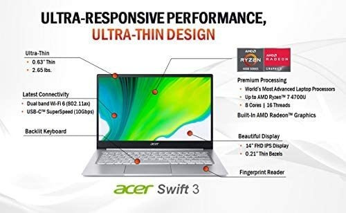 Laptop Acer Swift 3 14'' 8gb Lpddr4 512gb Nvme Ssd -gris