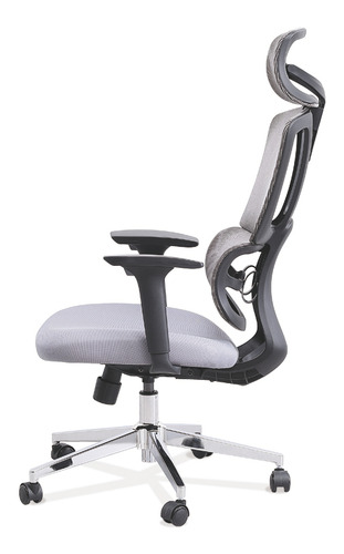 Cadeira De Escritório Ajuste Encosto Ergonômica Branca E Cinza Com Estofado De Malha 150kg