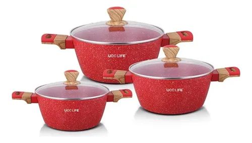 comprar Juego De Ollas De Roca Volcánica Ucc Life 6 Piezas