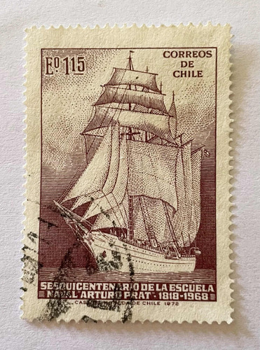 Estampilla Vi Centenario De La Escuela Naval Arturo Prat.