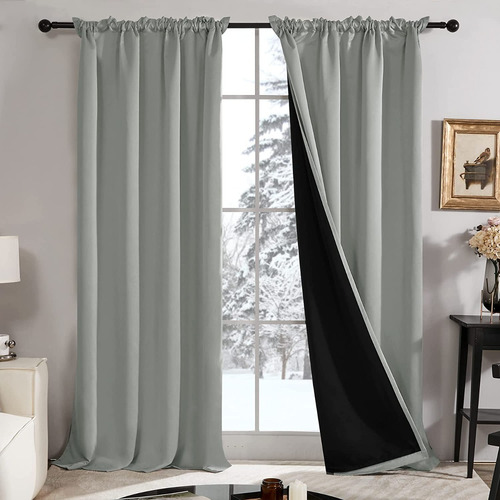 2 Cortina Forro Blackout Aislamiento Térmico Ruido 132x214cm