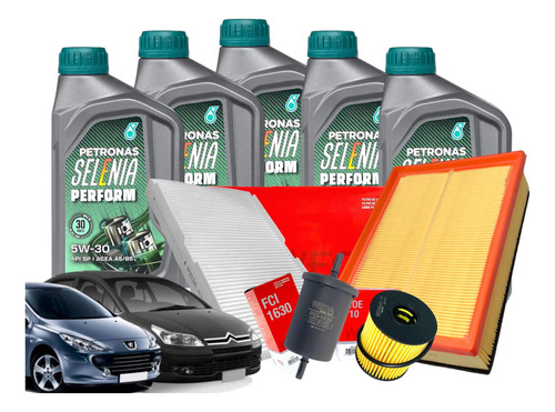 Kit Revisão Peugeot 307 308 2.0 16v Flex Óleos E Filtros