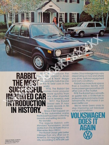 Cartel Retro Autos Volkswagen Rabbit (caribe) 1978 /7