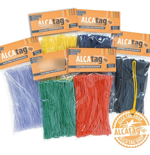 Alça Tag Bagagem Silicone 16 Cm Cordões Coloridos 200 Und