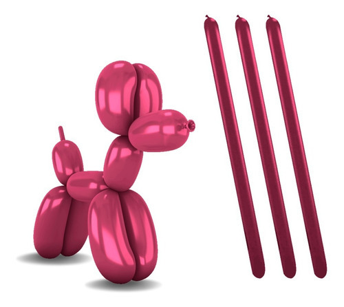 Balão Espaguete Big 260 Bexiga Canudo Liso 50 Unidades Cor Liso Pink