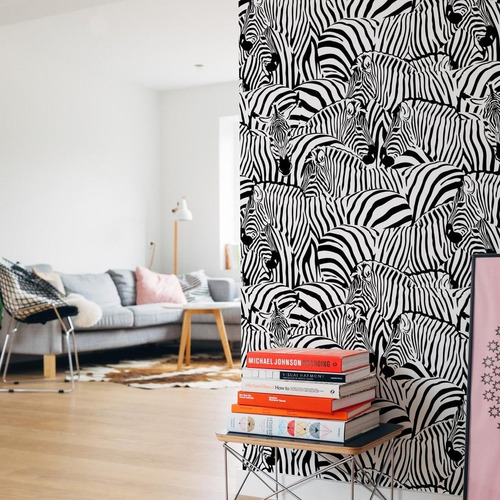 Vinil Decorativo Animales Tapiz Wallpaper Moderno Mod Color Cebras