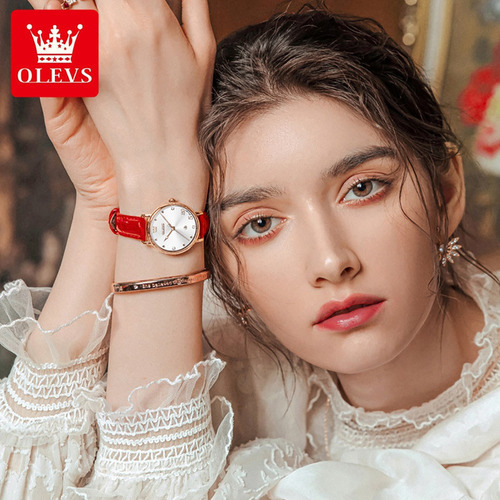 Reloj De Cuarzo Simple Olevs Calendar Diamond