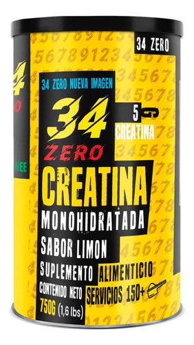 34 Zero Creatina Monohidratada 150 Servicios 750g Limón