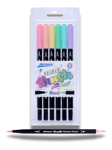Marcador Artesco Dual Brush Pen X 6 Pastel