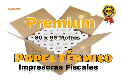 Rollo Termico Quimico 80x65 Mm Detal O Caja Impresora Fisca