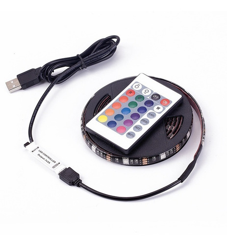 Tira Luz Led Rgb 5050 1 M Usb Tv Autos Pc A Control Remoto