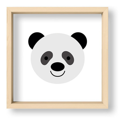 Cuadros Nordicos 20x20 Box Madera Natural Panda Face