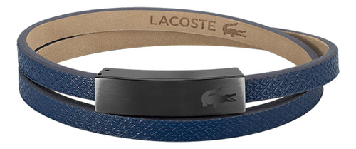 Pulseira Lacoste Masculina Em Couro Azul - 2040108