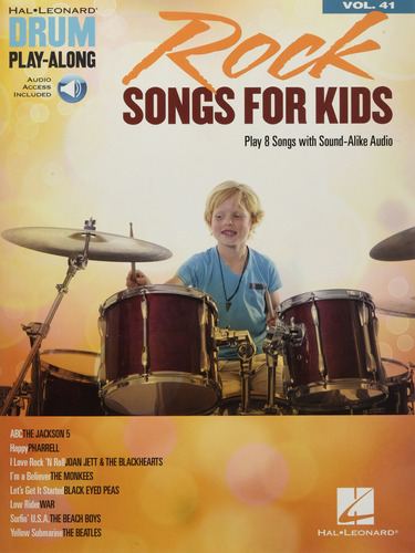 Rock Songs For Kids Drum Play-along Volume 41 Book/online A.