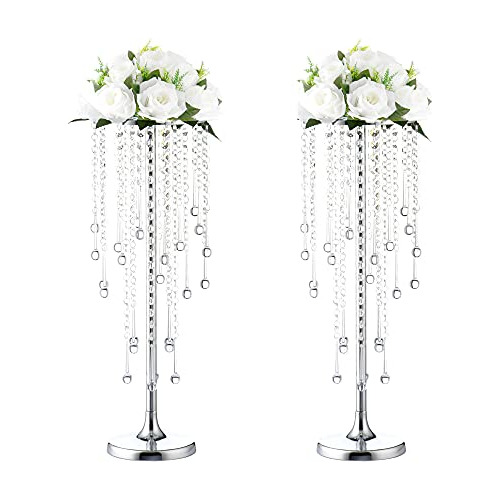 2 Piezas De Soportes De Flores De Cristal De 21.65 PuLG...