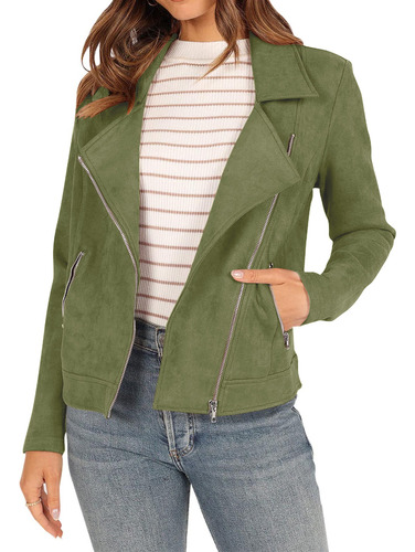 Chaqueta Motera G De Gamuza Sintética De Otoño Para Mujer, M