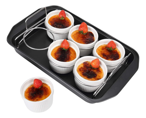 Juego Para Hacer Crema Brulee, Moldes De Porcelana De 6 Onza