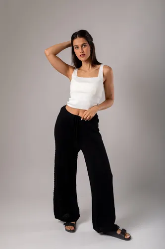 Pantalon Mujer Wide Leg Tejido Palazzo Verano Liviano