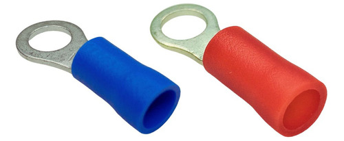 Terminais Tipo Olhal Azul E Vermelho Pré-isolado Kit 100 Pçs