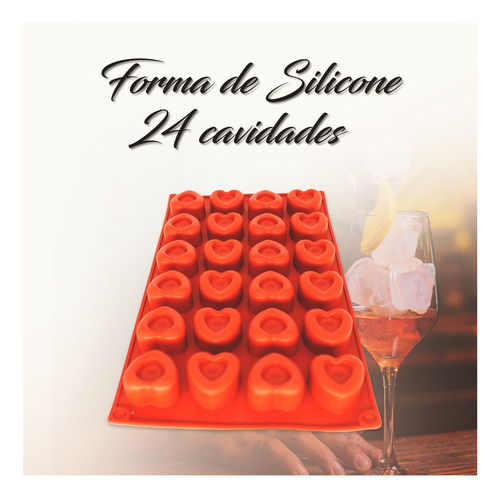 Imagem 6 de 7 de Forminha 24 Coração Molde Silicone Cupcake Bombom Chocolate