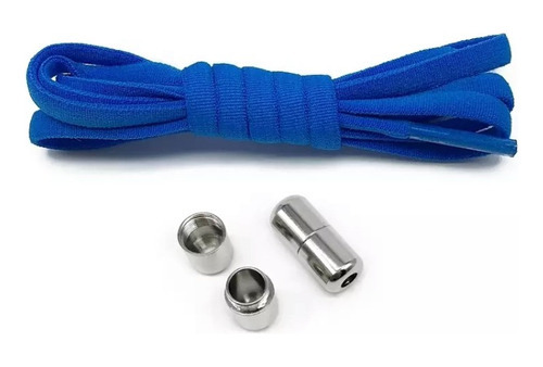 Cadarço Elástico Sapatênis/tênis Cores Fechamento Em Inox Cor Azul-royal