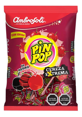 Coyac Pin Pop Cereza Extrema Con Chicle 24 Unidades