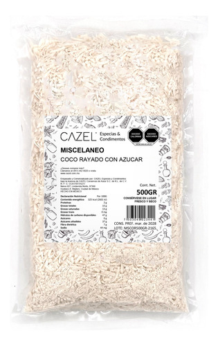 Coco Rayado Con Azúcar Premium Oaxaca 500g