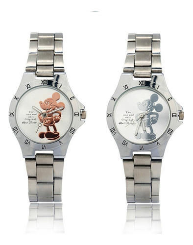 2 * Relojes De Lujo Reloj Plateado Minnie Fondo Un