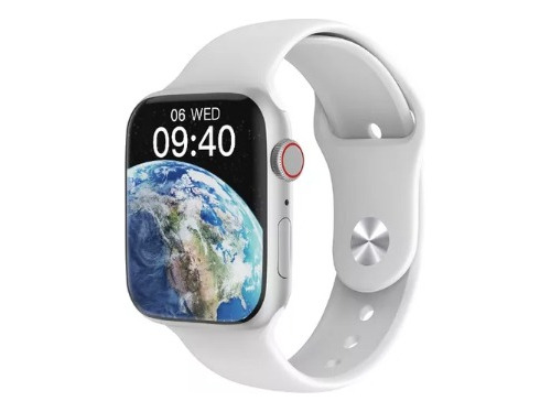 Smartwatch Relógio Serie 8 Max Tela 45mm 2023 Caixa Silver Pulseira Branco