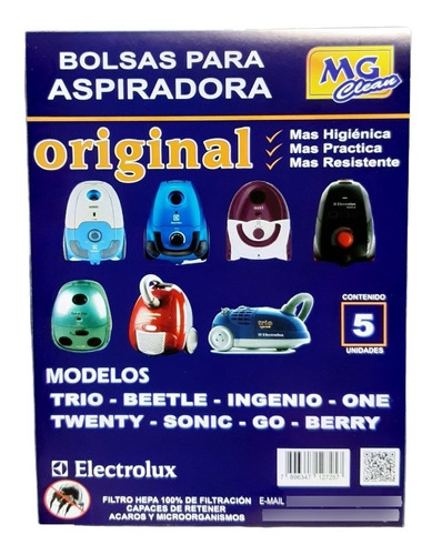 Bolsas Aspiradora Electrolux Ingenio Sonic Trio One X 5 Und 
