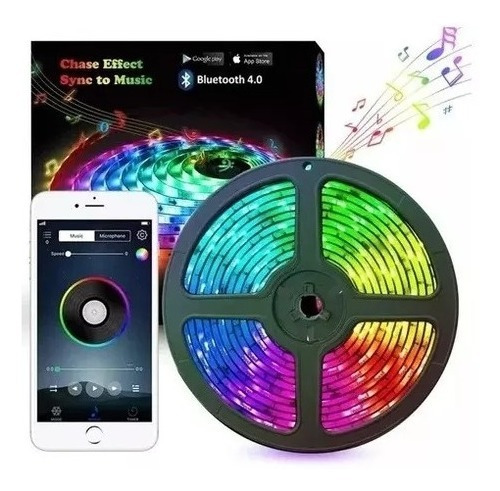 Cinta Led Rgb Bluetooth Luces Usb Tv Hogar Música 5mts