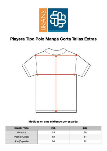 Imagen 2 de 2 de Playera Brans Tipo Polo Peso Completo Durable Tallas 2xl 3xl