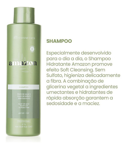 Shampoo Capilar Amazon Hidratação Açai Fit Cosméticos 1l