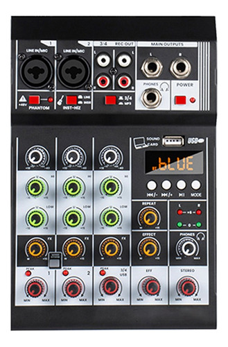 Audio Sonido Mezclador Con Usb Bluetooth 4 Canales
