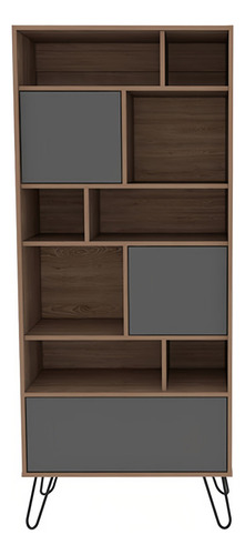 Librero Top Living Con Estantes Puertas Y Cajones En Ratán C Coral Oscuro