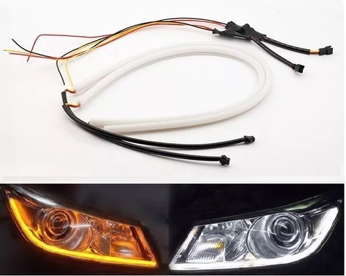 Par Fita Barra Led Drl 45cm Vw Up Tsi Com Seta Prova D'agua