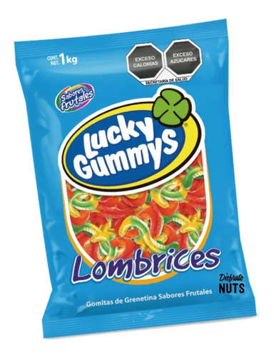 Gomita Lucky Gummys Lombrices Frutales Con Grenetina 1kg