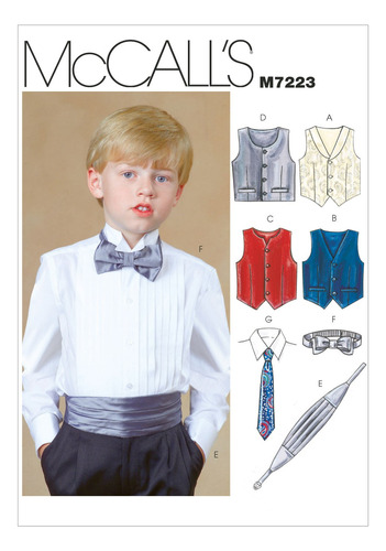 Mccall 's Patterns M7223 Niño Boys' Forro Chaleco Cummerbund