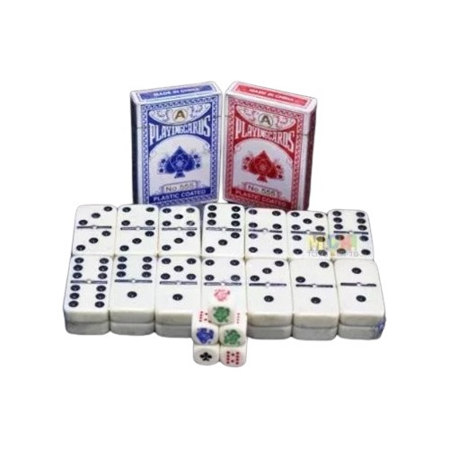 Set De 2 Póker Dominó Dados X 5 Kit Cartas Casino Juego Azar