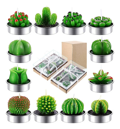 12 Velas De Cactus Suculentas Perfumadas Para Decoración D. Color Vela Tealight No.6