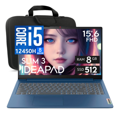 Lenovo Ideapad Slim 3 Core I5 12450h 8gb Ddr5 512gb  + Funda