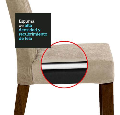 Juego De Comedor Mesa Y 6 Sillas Madesa Fabiana Mci Color Marron/Crema/Imperial Diseño de la tela de las sillas Liso