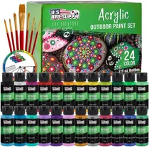 Comprar Set Profesional 24 Pinturas Acrilicas Con Kit De 7 Pinceles