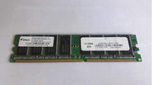 Memoria Ram Ddr 400 Mhz- 512 Mb Elixir