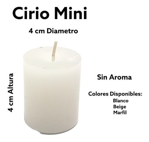 Imagen 2 de 3 de Cirios Mini Decorativos En Parafina (4x4cm) 10pz Sin Aroma
