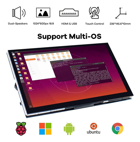Monitor Raspberry Pi 7 Pulgadas Táctil 1024x600 Hdmi Mmg