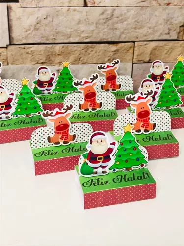 10 Lembrancinha com Logo - Caixinha Porta Bis Personalizada de Natal - Mimo  para clientes - Caixa (Cabe 3 Bis) + Capinhas