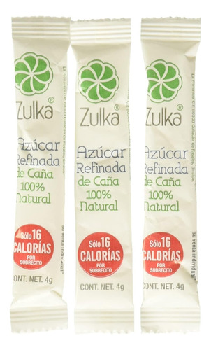 Zulka Azúcar Sobrecitos Refinada Caña 100% Nat 1000 Sticks