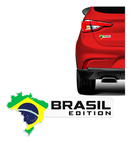 Adesivo Cromado Brasil Edition Emblema Resinado Universal